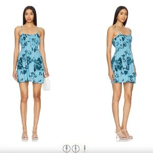 FAITHFULL THE BRAND X REVOLVE LEA MINI DRESS IN BLUE FLORAL